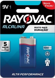 Bateria 9V quadrada alcalina Rayovac