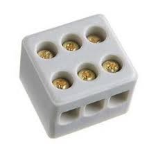 Conector de porcelana 3 polos 10mm - ( conector chuveiro )