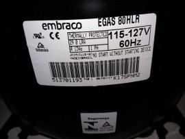 Compressor Embraco 1/4+ EGAS80HLR 127V R134a 60Hz