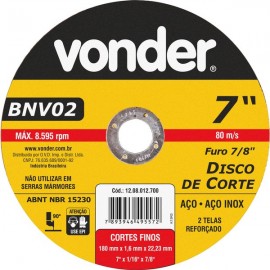 Disco Corte 180mm X 1.60mm X 7/8 Bnv02 Vonder