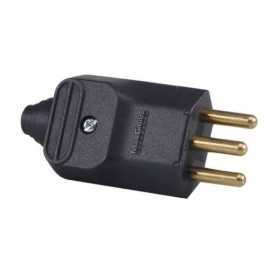 Plugue Macho 20 amperes / 250V reto 2 pinos + terra com prensa cabos preto