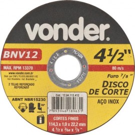 Disco Corte 115mm X 1.00mm X 7/8 Bnv02 Vonder