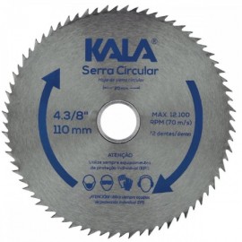 Serra Circular P/ Madeira 110mm X 20 72 Dent Kala